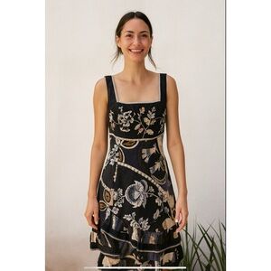 VASNA DRESS M BOHEMIAN FLORAL TIERED EMBROIDERED FESTIVAL ARTISANAL FEMININE